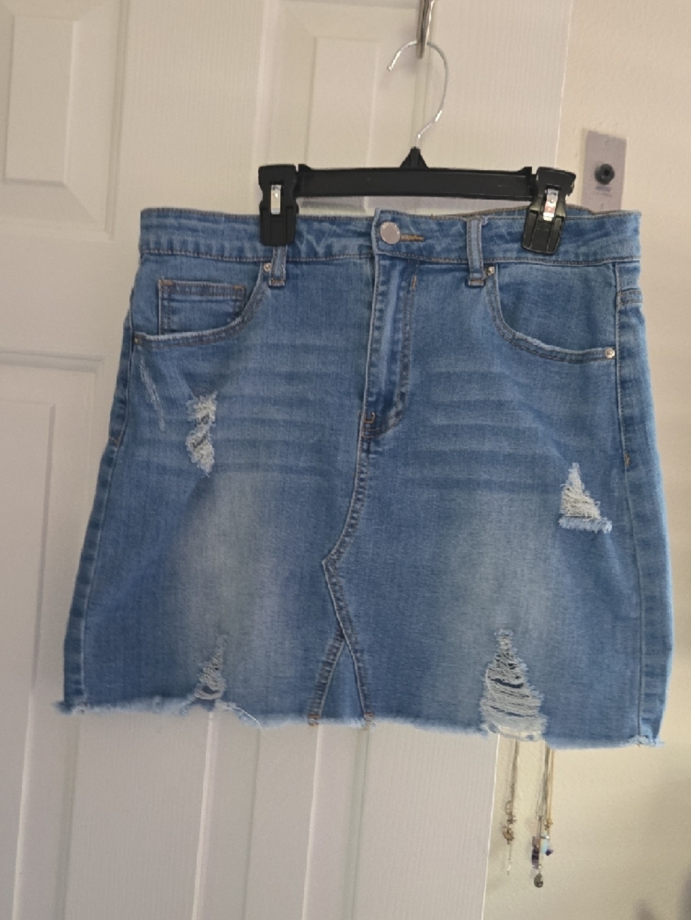 Denim Blvd Los Angeles Distressed Y2K Mini Skirt- Lg